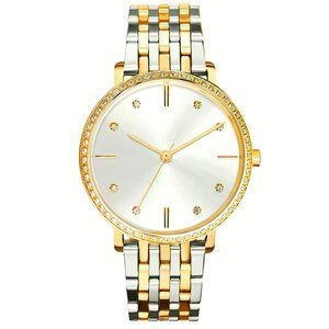[NEW] Macy's Women's Two-Tone Bracelet Wrist Watch Gold Silver Crystals  (36mm)